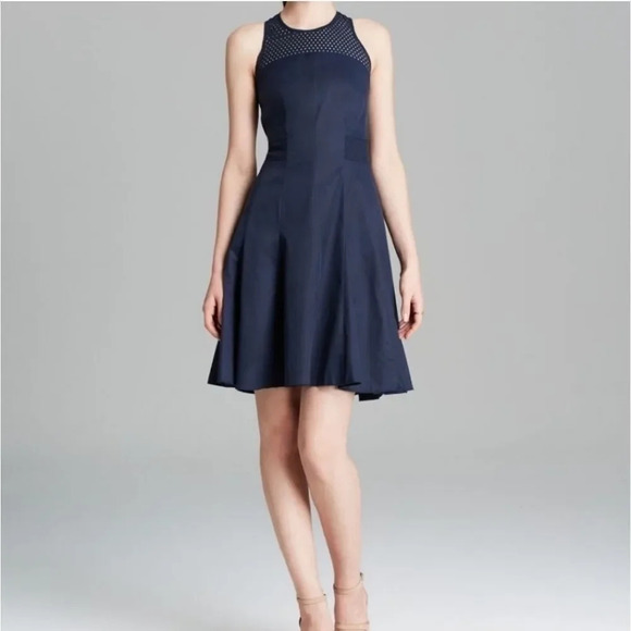 Rebecca Taylor Laser Cut Flare Midi Dress - Picture 1 of 14